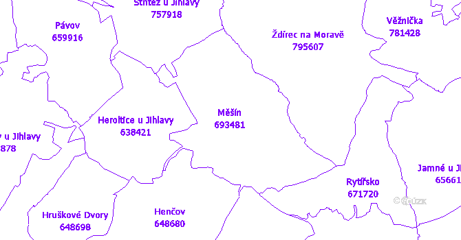 Katastrální mapa Měšín