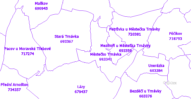 Katastrální mapa Městečko Trnávka