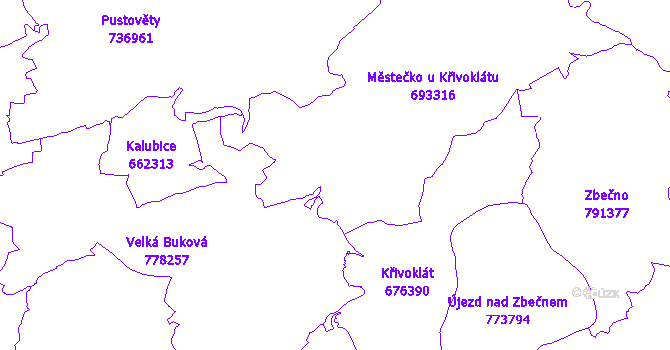 Katastrální mapa Městečko