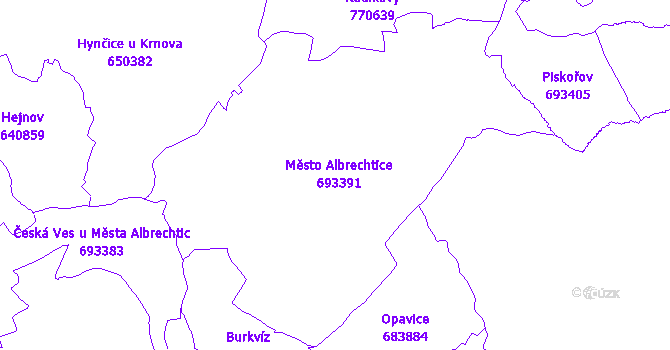 Katastrální mapa Město Albrechtice