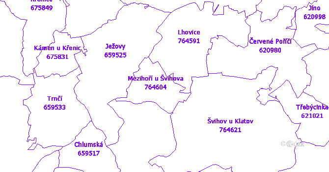 Katastrální mapa Mezihoří