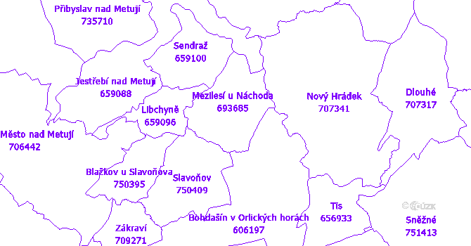 Katastrální mapa Mezilesí