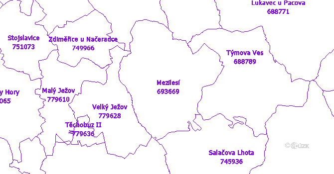 Katastrální mapa Mezilesí