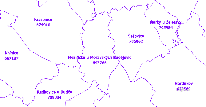Katastrální mapa Meziříčko