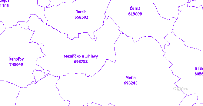 Katastrální mapa Meziříčko