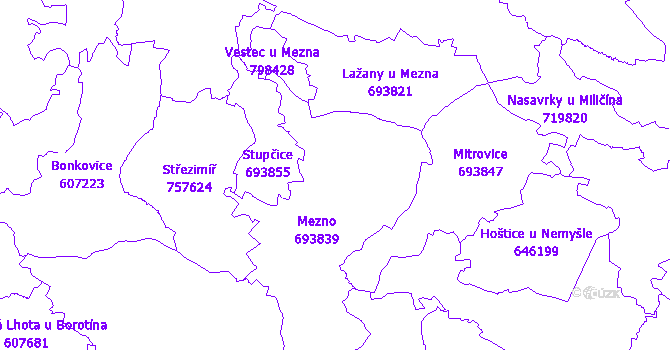 Katastrální mapa Mezno