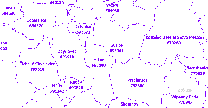 Katastrální mapa Míčov-Sušice