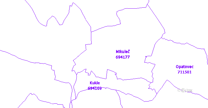 Katastrální mapa Mikuleč