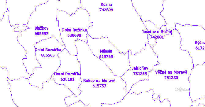 Katastrální mapa Milasín