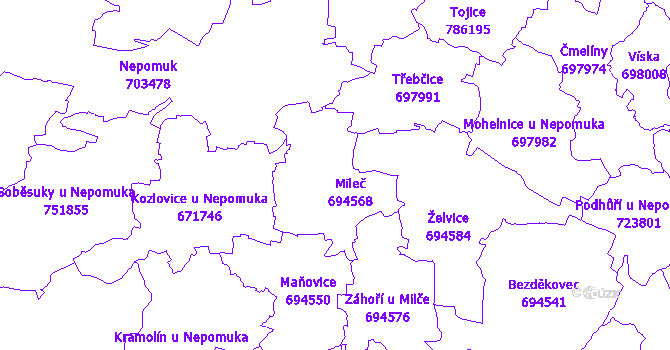 Katastrální mapa Mileč