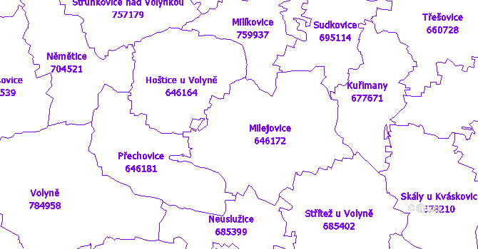 Katastrální mapa Milejovice