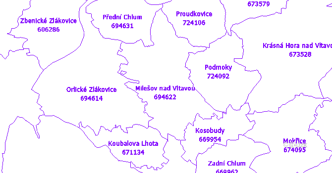 Katastrální mapa Milešov