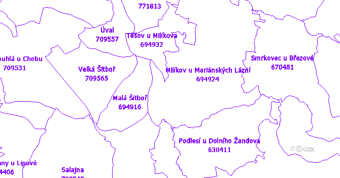 Katastrální mapa Milíkov