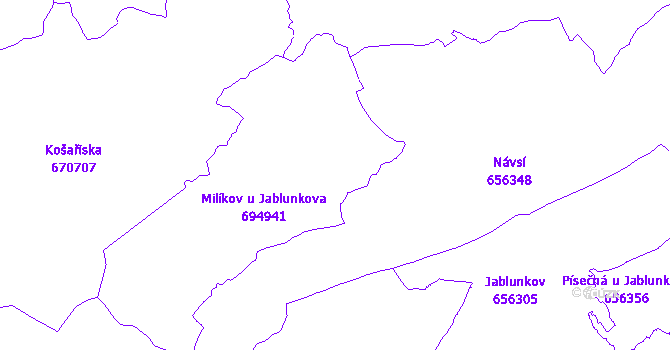 Katastrální mapa Milíkov