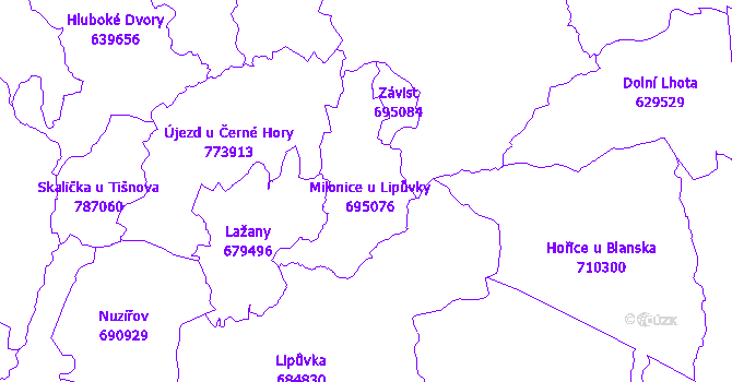 Katastrální mapa Milonice