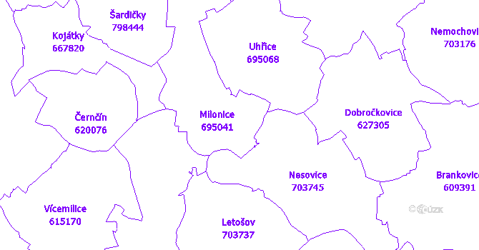 Katastrální mapa Milonice
