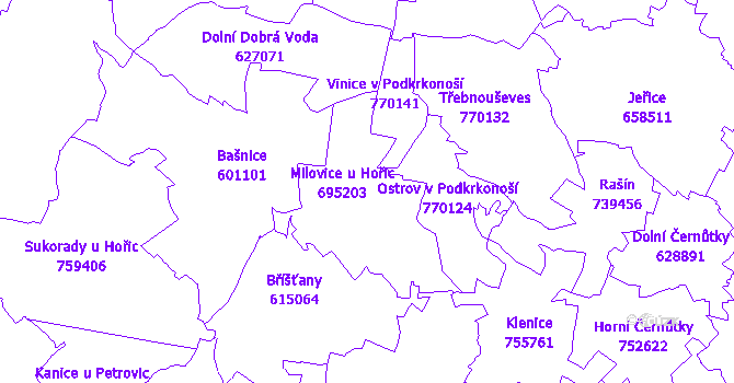 Katastrální mapa Milovice u Hořic