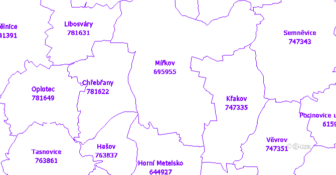 Katastrální mapa Mířkov