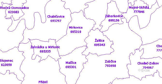 Katastrální mapa Mirkovice