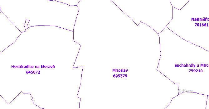 Katastrální mapa Miroslav
