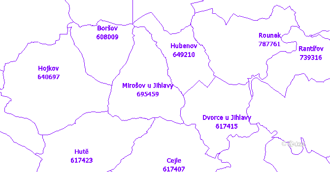 Katastrální mapa Mirošov
