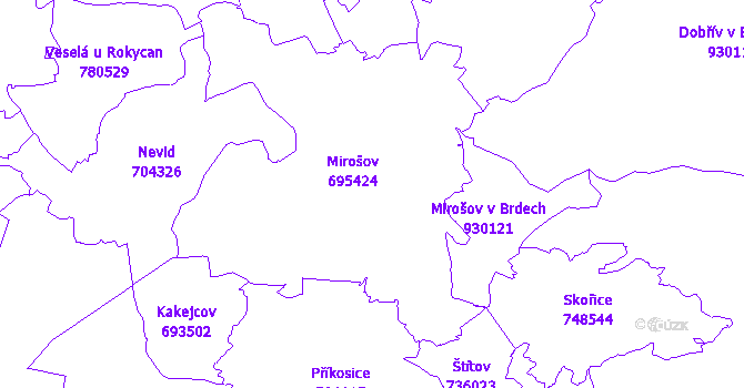 Katastrální mapa Mirošov