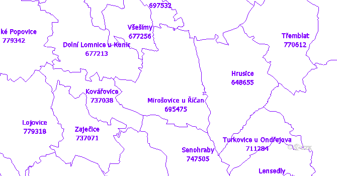 Katastrální mapa Mirošovice