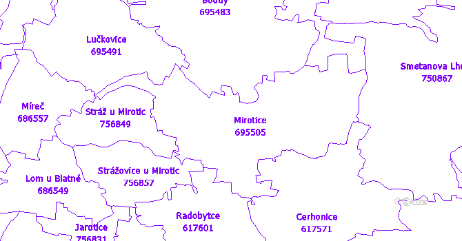 Katastrální mapa Mirotice