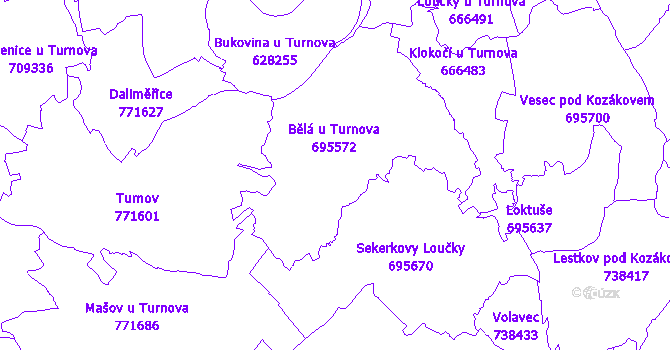 Katastrální mapa Mírová pod Kozákovem