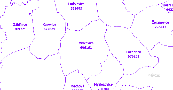 Katastrální mapa Míškovice