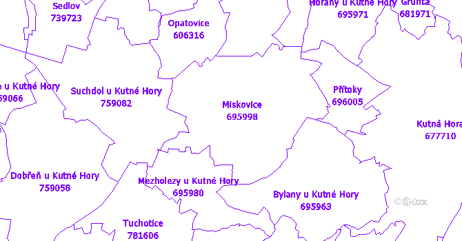 Katastrální mapa Miskovice