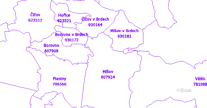 Katastrální mapa Míšov