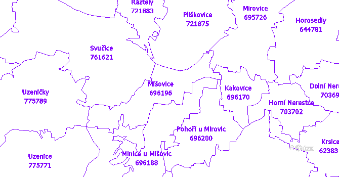 Katastrální mapa Mišovice