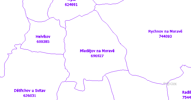 Katastrální mapa Mladějov na Moravě