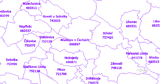 Katastrální mapa Mladějov