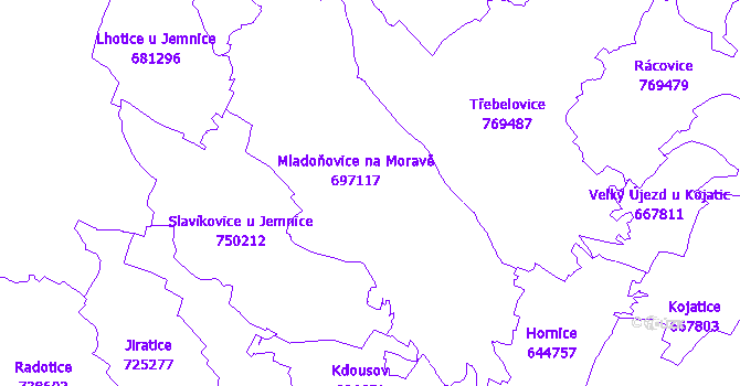Katastrální mapa Mladoňovice