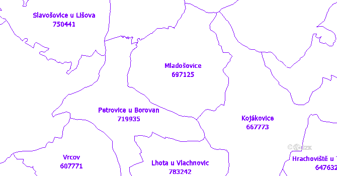 Katastrální mapa Mladošovice