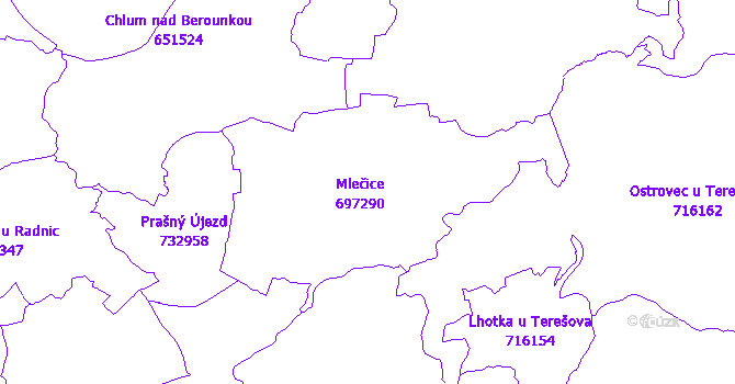 Katastrální mapa Mlečice