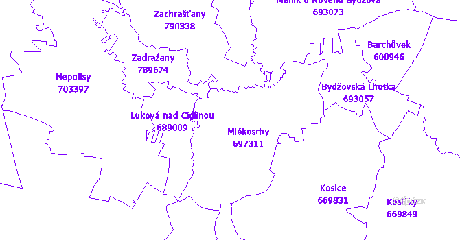Katastrální mapa Mlékosrby