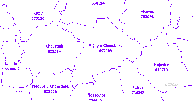 Katastrální mapa Mlýny
