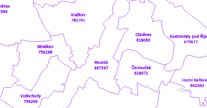 Katastrální mapa Mnetěš