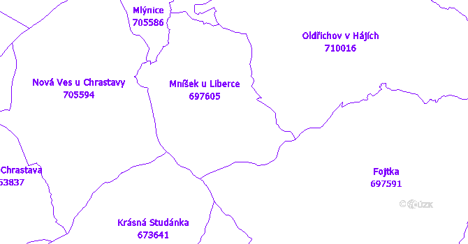 Katastrální mapa Mníšek