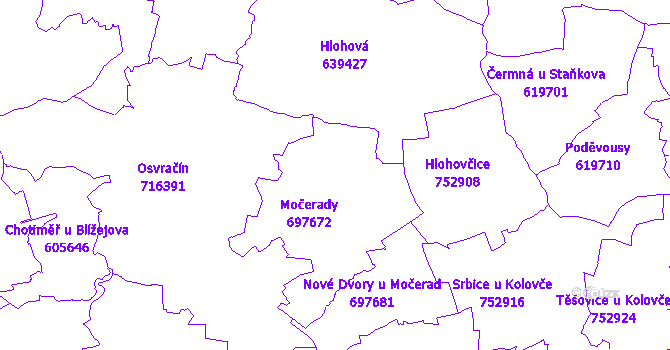 Katastrální mapa Močerady