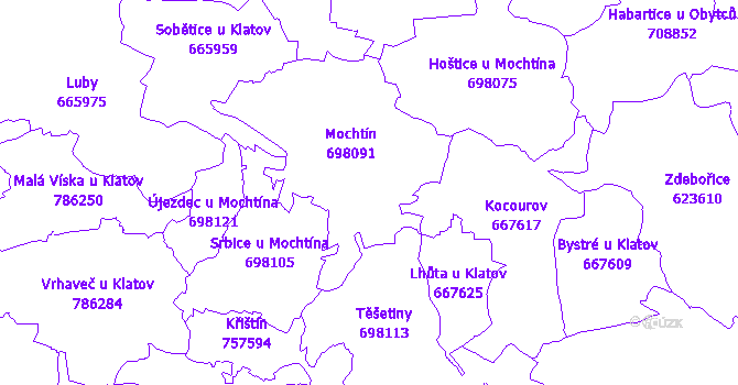 Katastrální mapa Mochtín