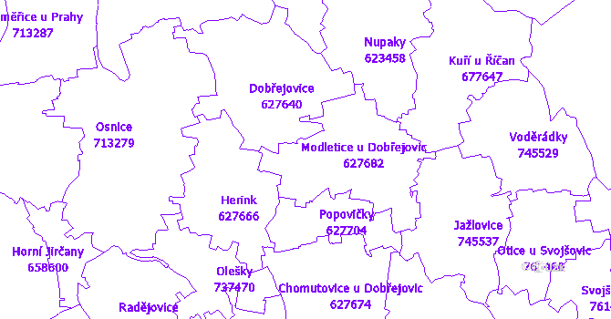 Katastrální mapa Modletice