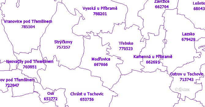 Katastrální mapa Modřovice