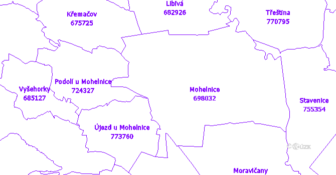 Katastrální mapa Mohelnice