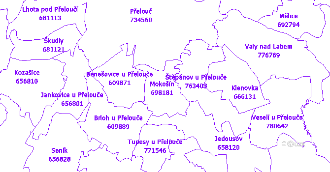 Katastrální mapa Mokošín