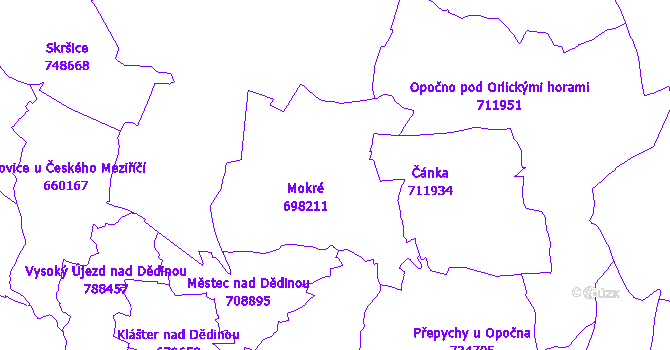 Katastrální mapa Mokré
