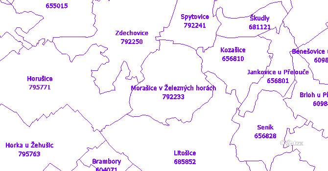 Katastrální mapa Morašice